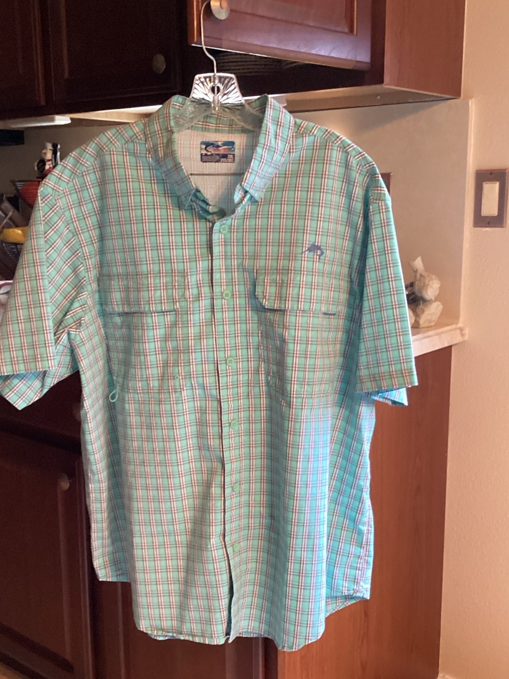 Bass Pro Shops Men's Short-Sleeve Plaid Button-Up Shirt - Teal & Red
